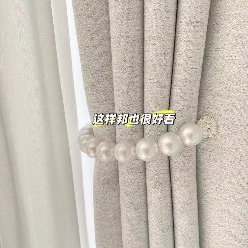 欧式珍珠窗帘绑带白色幻影纱帘收拢带强力磁吸扎束带扣环轻奢高档