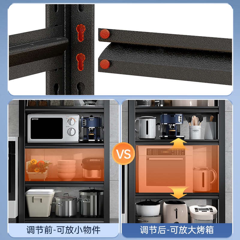 厨房置物架家用多功能微波炉烤箱收纳架落地多层货架调料储物架子