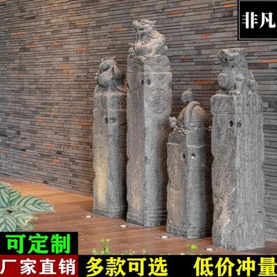 仿古装饰摆件麒麟看马貔貅庭院柱布置拴门花园拴马桩石雕石头