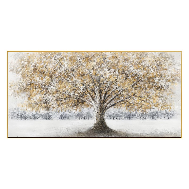 Notareart手绘油画《发财树》横幅客厅沙发背景墙装饰画美式挂画图片
