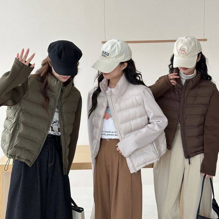 外贸2025年冬季新款时棉服女小个子短款轻薄保暖棉衣拼接棉袄