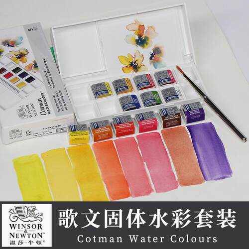 温莎牛顿歌文专业级水彩颜料口袋固体套装肖像花卉天空风景便携