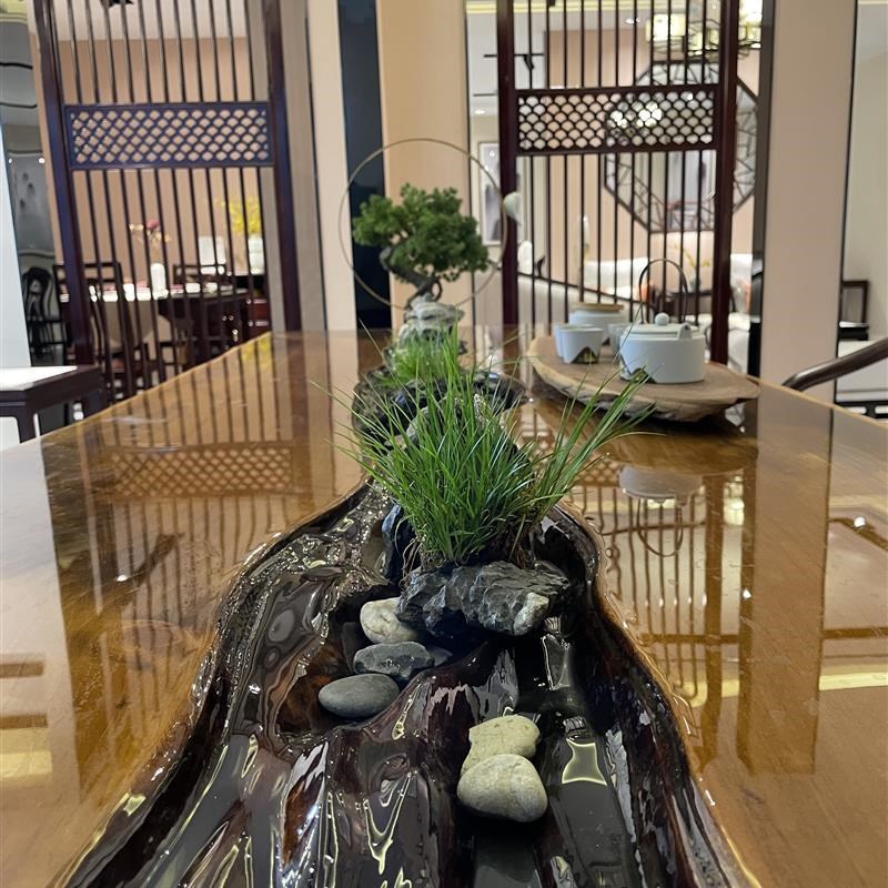 流水茶桌新中式循环流水茶台实木大板景观一体禅意养鱼功夫茶