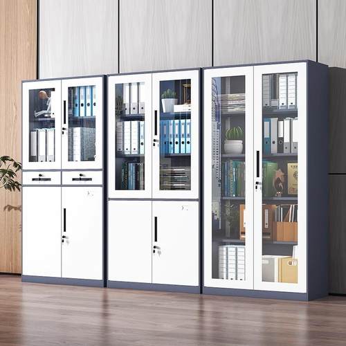 昆明文件柜套色窄边铁皮柜档案室资料柜带锁储物柜矮柜拆装文件柜