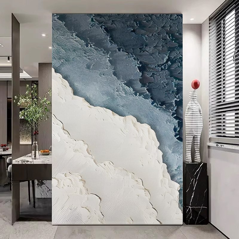 北欧玄关装饰画现代简约入户正对门抽象艺术走廊过道竖版壁画墙纸图片