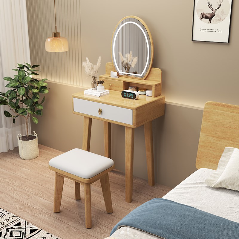 X90U实木梳妆台卧室收纳柜一体现代简约60cm主卧小型迷你经济型化