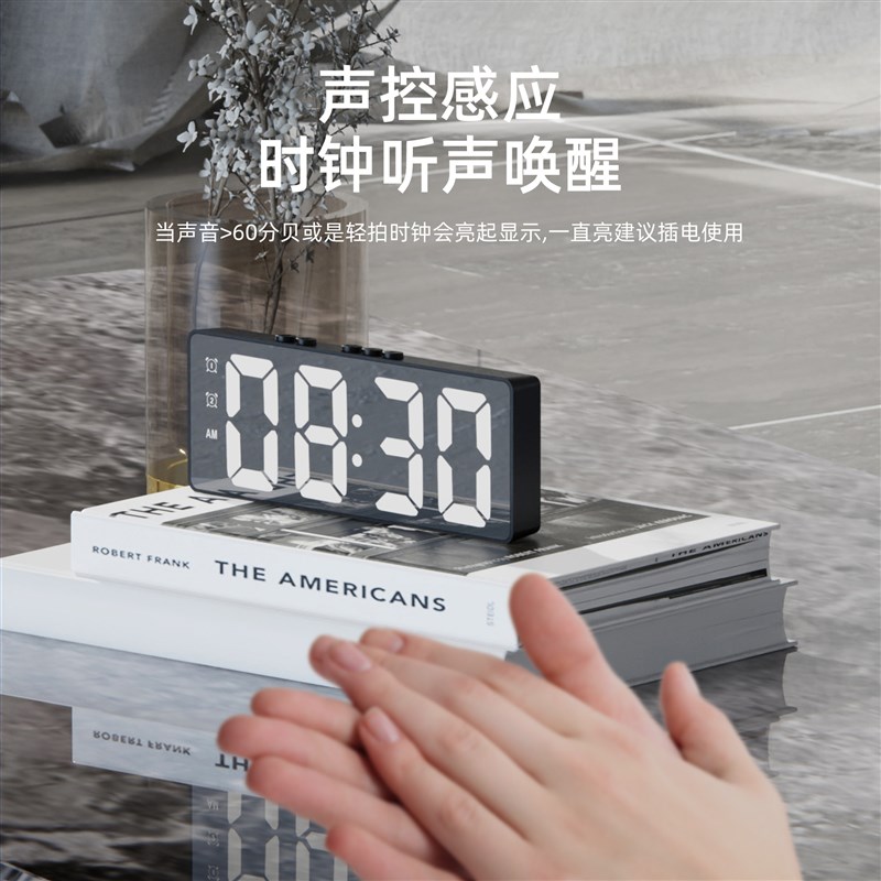 ins夜光时钟桌面钟表时间表摆台式摆件led数字显示器电子学生闹钟