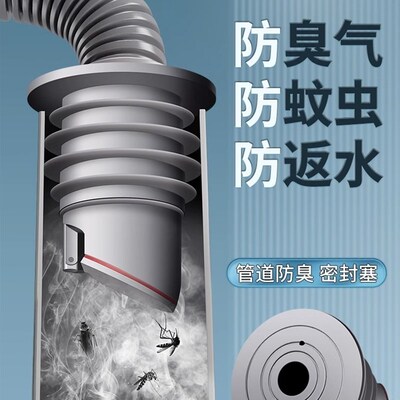 防臭密封塞圈地漏厨房洗菜盆止逆阀排水管防返臭下水管道堵口神器