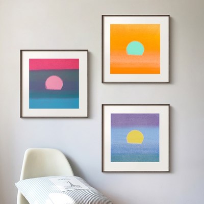 Andy Warhol日出抽象画芯未装裱正方形组合装饰画自粘油画布画芯
