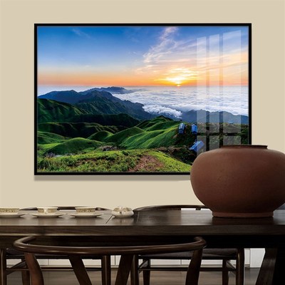 高山峰云海日出田园风景装饰画公司会客室走廊过道墙画挂画晶瓷画