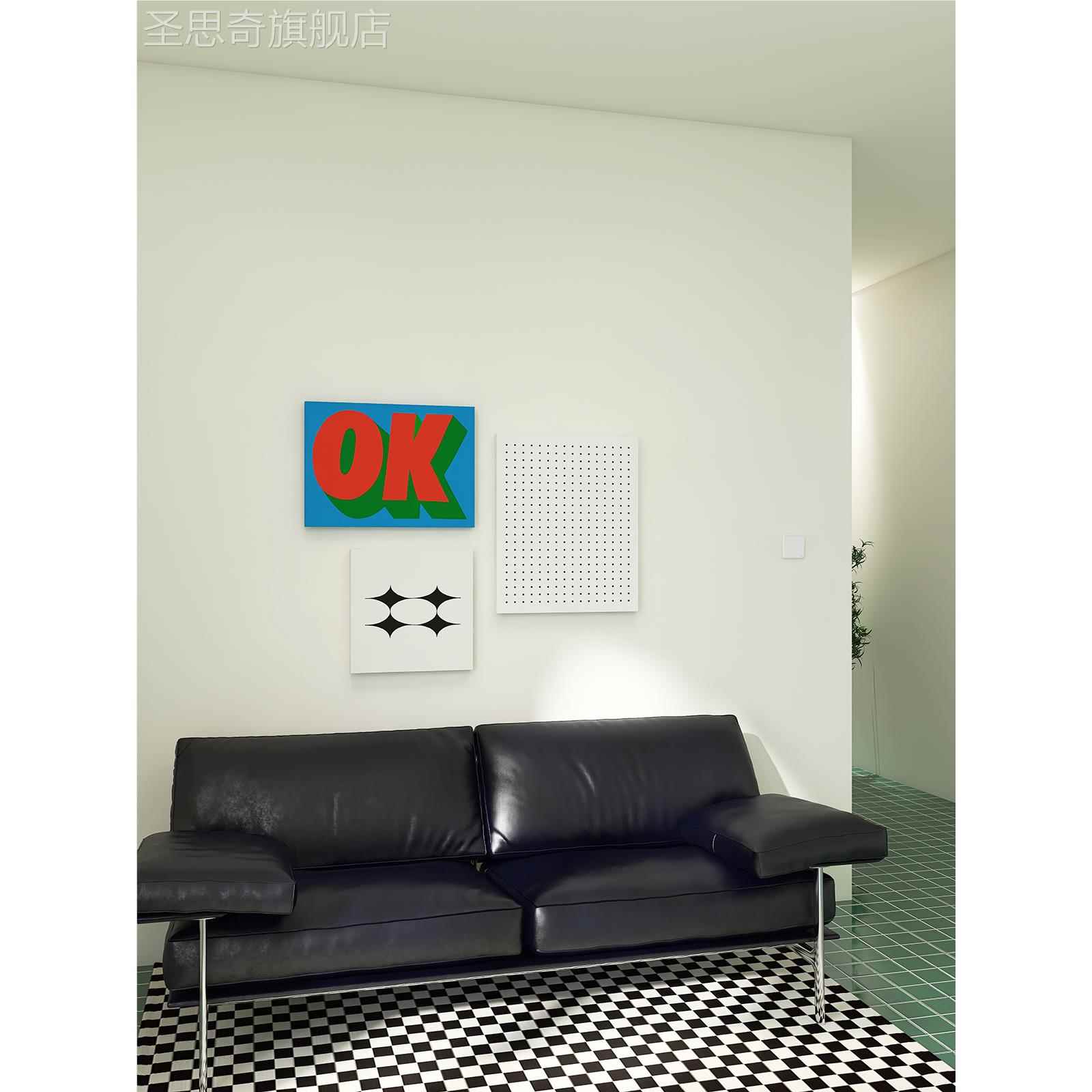 现代极简装饰画OK字母加油励志油画布无框画儿童房书房餐厅墙挂画