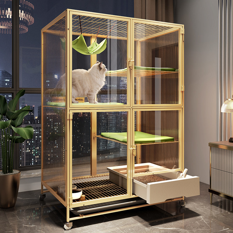 全景透明猫别墅超大自由空间猫笼子家用室内带厕所一体猫舍猫空笼
