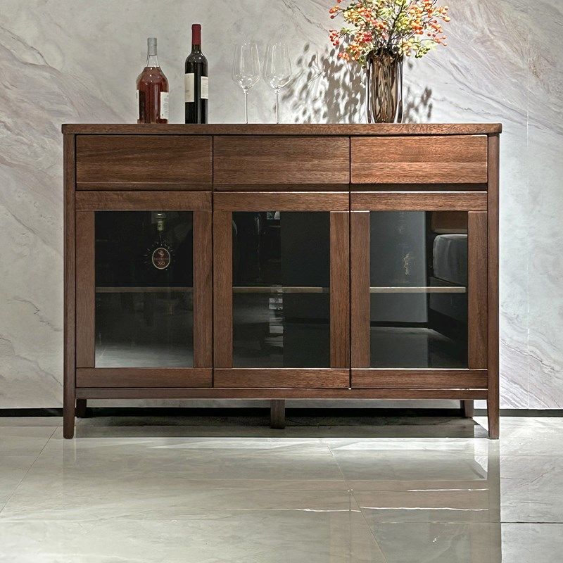 黑胡桃木茶水柜储物柜现代简约实木餐边柜一体靠墙家用酒柜碗橱柜,住宅家具,餐边柜,淘宝优惠券,粉丝福利购,淘宝优惠卷