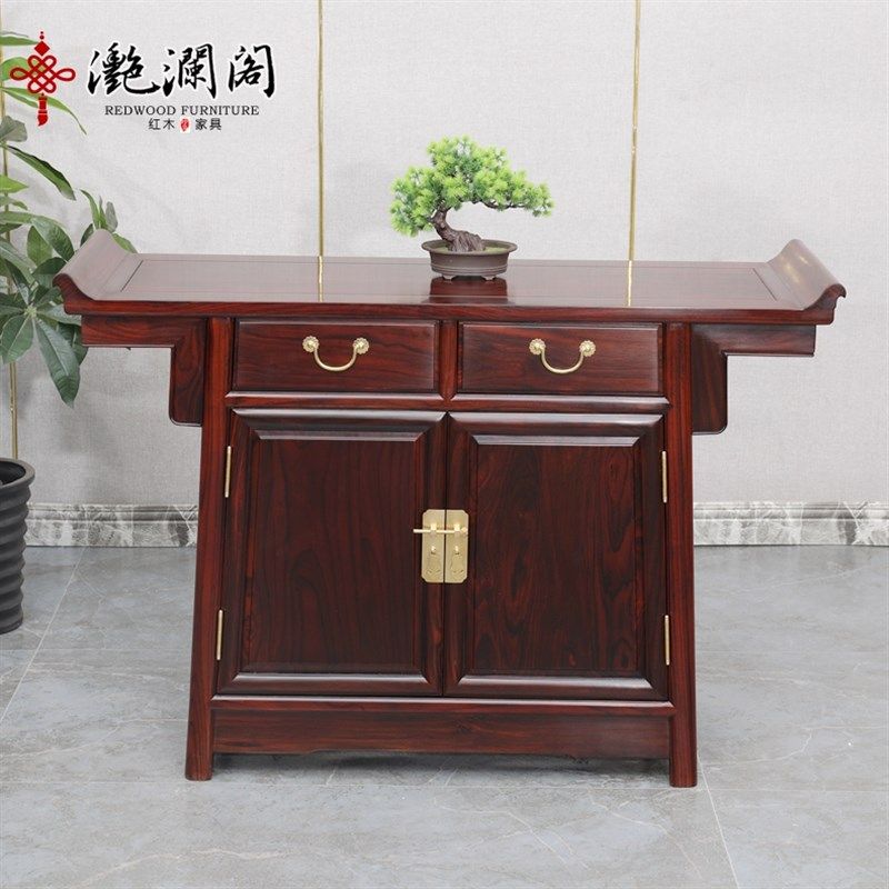 红木翘头柜 印尼黑酸枝两抽/三抽餐边茶水柜 中式实木柜/供桌神台,住宅家具,餐边柜,淘宝优惠券,粉丝福利购,淘宝优惠卷