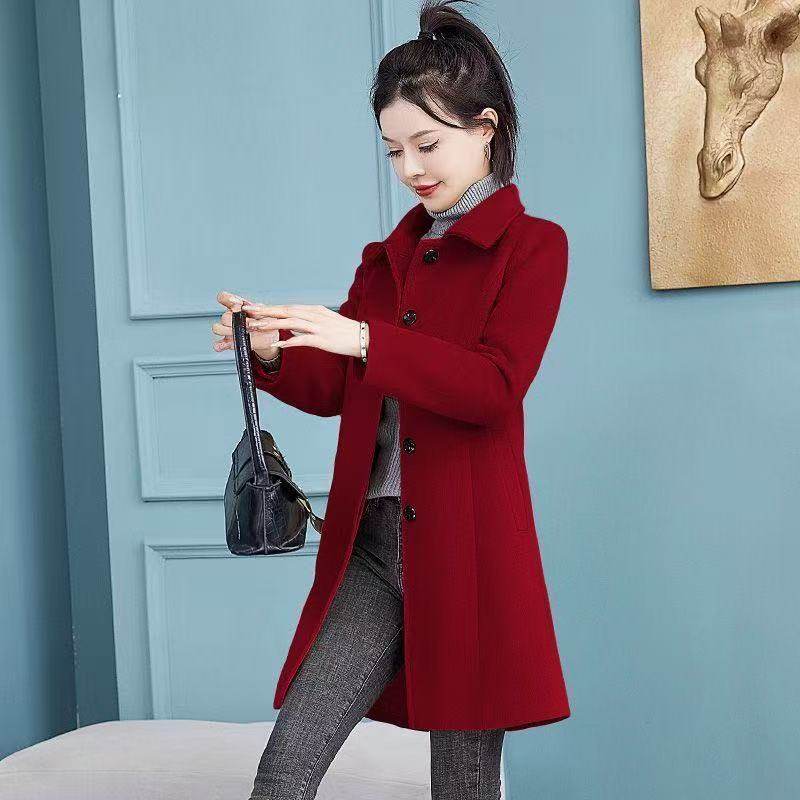 高级感呢子大衣女中长款2025秋冬新款百搭减龄修身小个子毛呢外套
