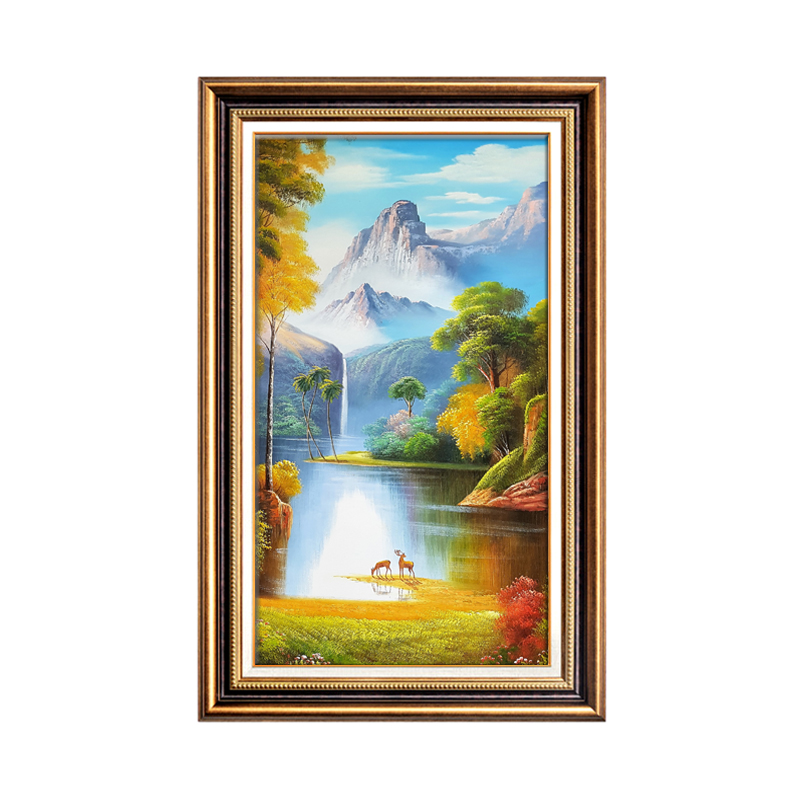装饰画玄关竖版走廊过道挂画包邮发财树欧式餐厅抽象油画客厅壁画图片