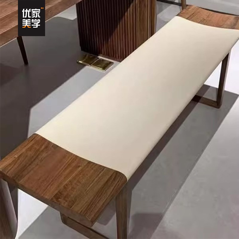 2025新款北美黑胡桃木茶桌椅组合简约轻奢岩板高端家用实木茶桌