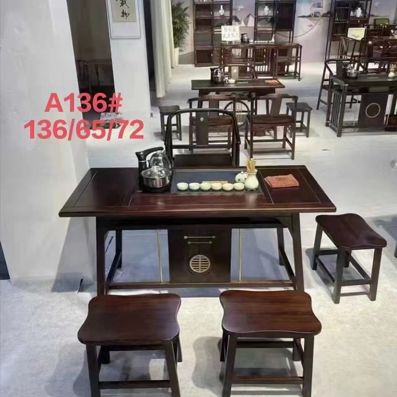 家用小茶台阳台茶桌小户型泡茶茶几新中式功夫泡茶桌实木