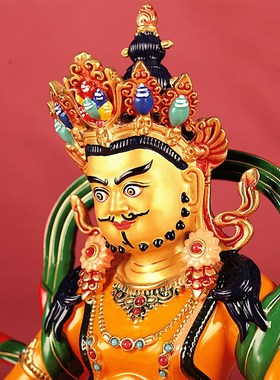 藏式黄财神佛像纯铜彩绘佛台家居台湾吉祥供奉摆件 2/3/5/7寸 1尺