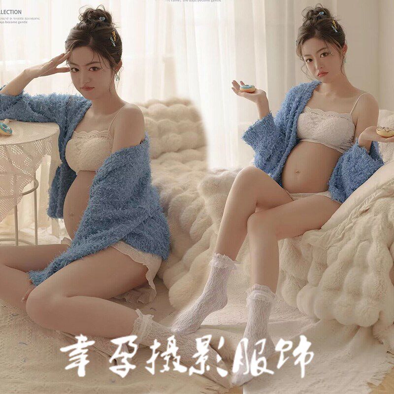 孕妇照服装影楼新款可爱套装甜美风孕妈咪小清新孕妇照衣服在家拍