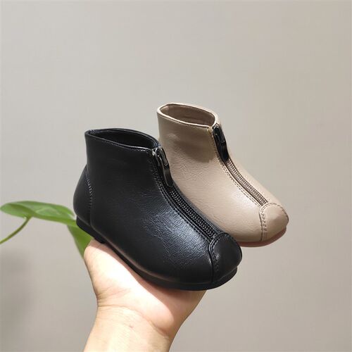 秋冬季新款童鞋韩版女童前拉链软底小短靴宝宝防滑二棉靴小童鞋