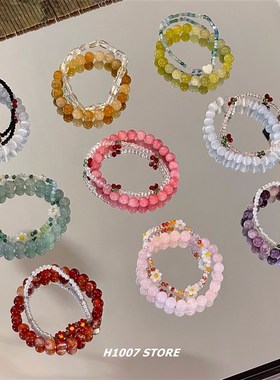 夏日必入款糖果配色手串双层叠戴碎花串珠女生手链情侣款闺蜜新款