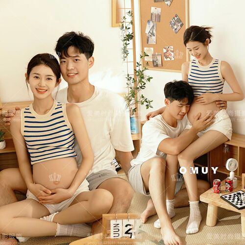 孕妇拍照服装情侣装影楼新款室内简约风甜美可爱孕期写真摄影服饰