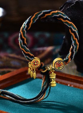 轮回手绳国风编织红绳手链男款藏式手串女生闺蜜情侣古风编绳五彩