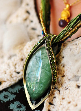 民族风项链复古琉璃项坠云南西藏饰品特色女款毛衣链挂饰首饰吊坠