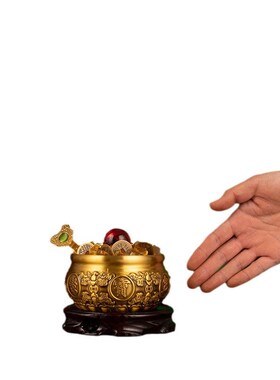 纯铜生财黄铜聚宝盆招八方来财结婚陪嫁用的客厅摆件铜盆店铺公司