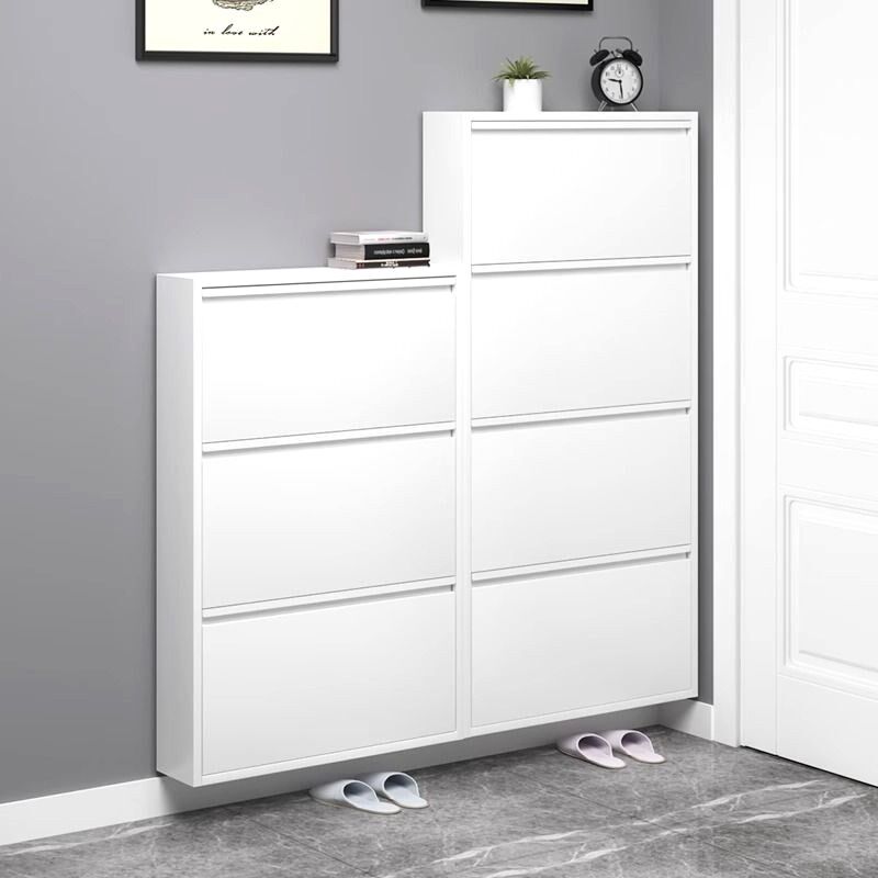 17公分薄鞋柜铁艺超薄钢制翻斗鞋柜挂墙悬空小户型家用简约窄鞋橱