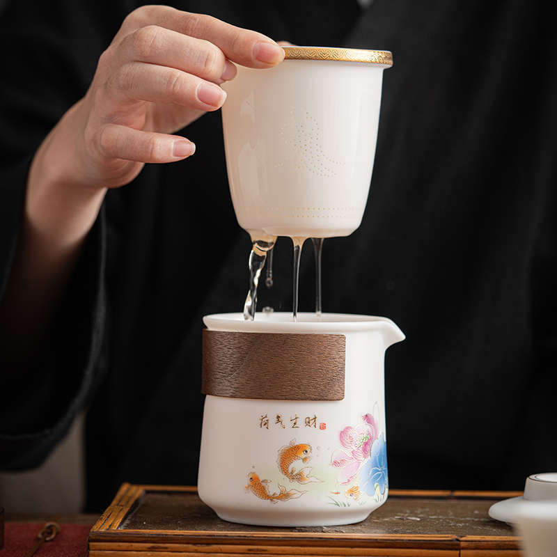 唐舍国风白瓷旅行茶具套装户外旅游便携式茶杯泡茶喝茶随行快客杯