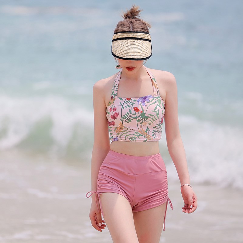 泳衣女款保守分体三件套长袖罩衫粉色高级感2025新款温泉度假泳装