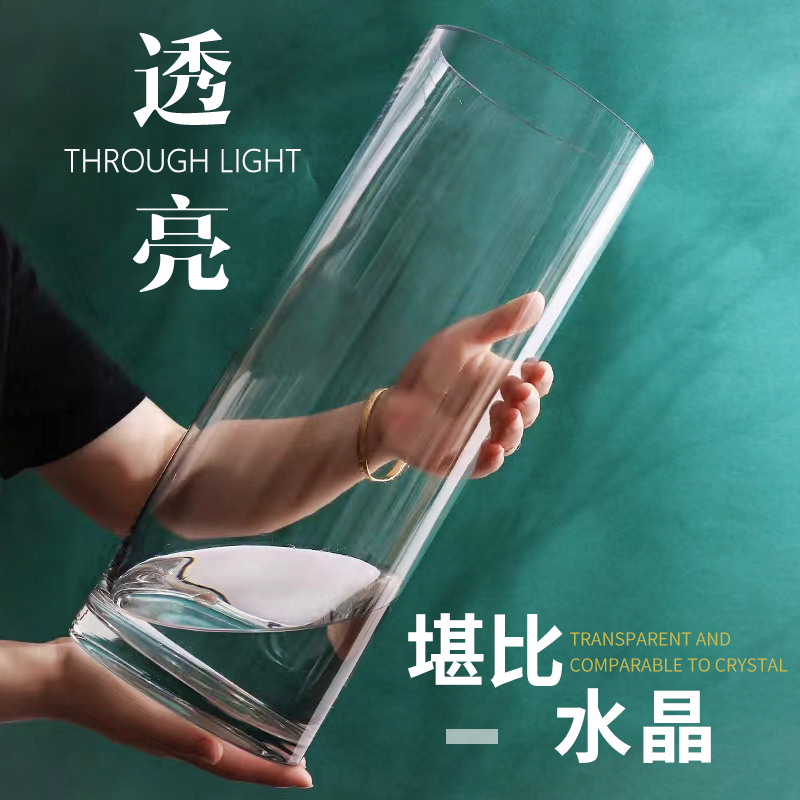 花瓶摆件透明玻璃瓶水培植物水养马醉木雪柳干枝鲜枝富贵竹插花卉