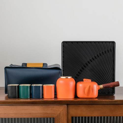 黑陶旅行茶具套装家用户外出差泡茶茶壶露营随行便携车载一壶四杯