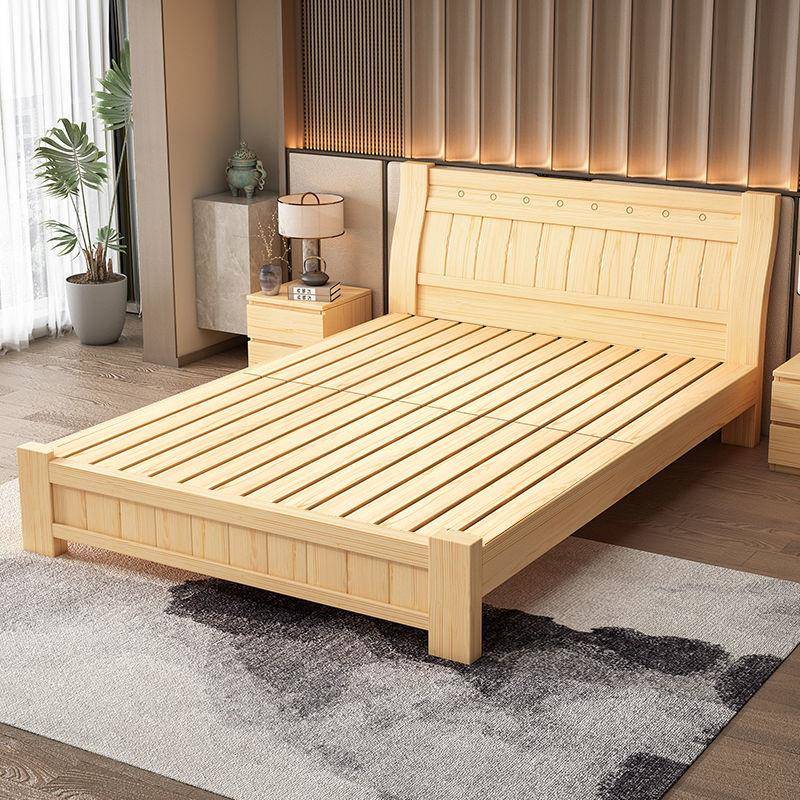 全实木床现代简约主卧1米8双人床1.5m单人床出租屋经济型实木床架