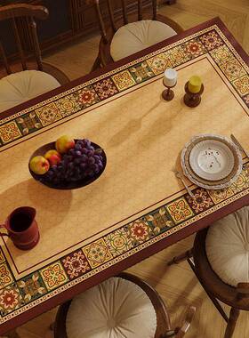 皮革桌垫轻奢高级感防水防油餐桌垫pvc复古桌面垫茶几餐边柜桌垫