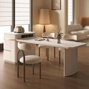 岛台餐桌一体岩板奶油风餐厅可伸缩家用轻奢2025新款 厨房中导台