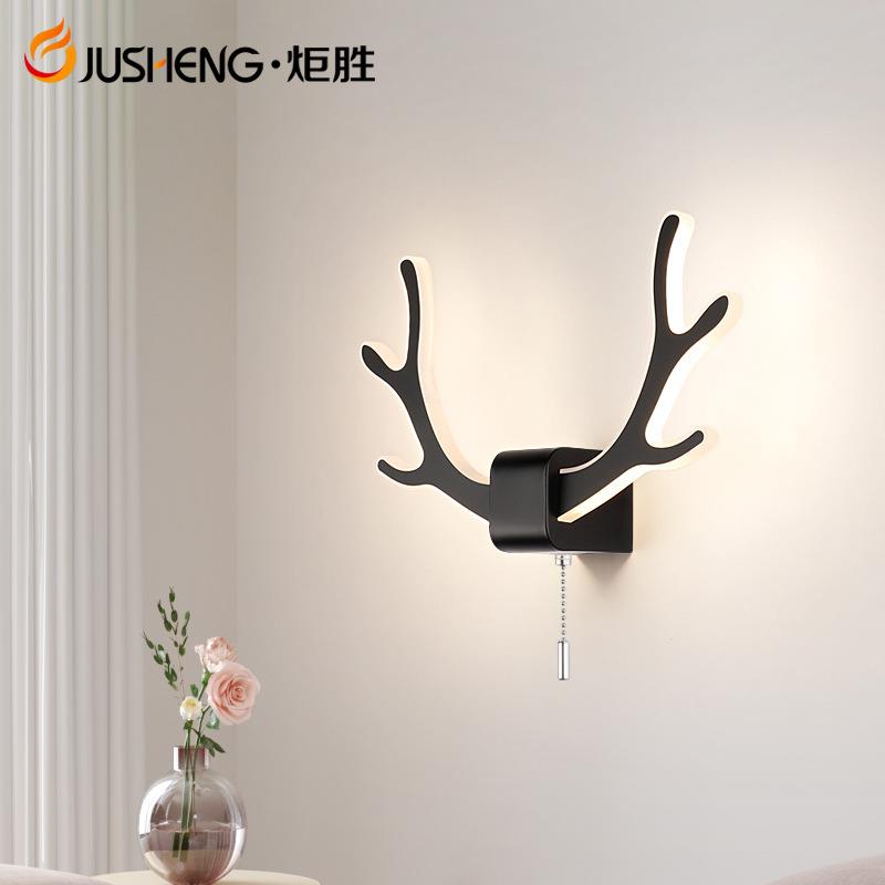 炬胜鹿头LED壁灯创意北欧走廊过道现代简约卧室床头壁灯