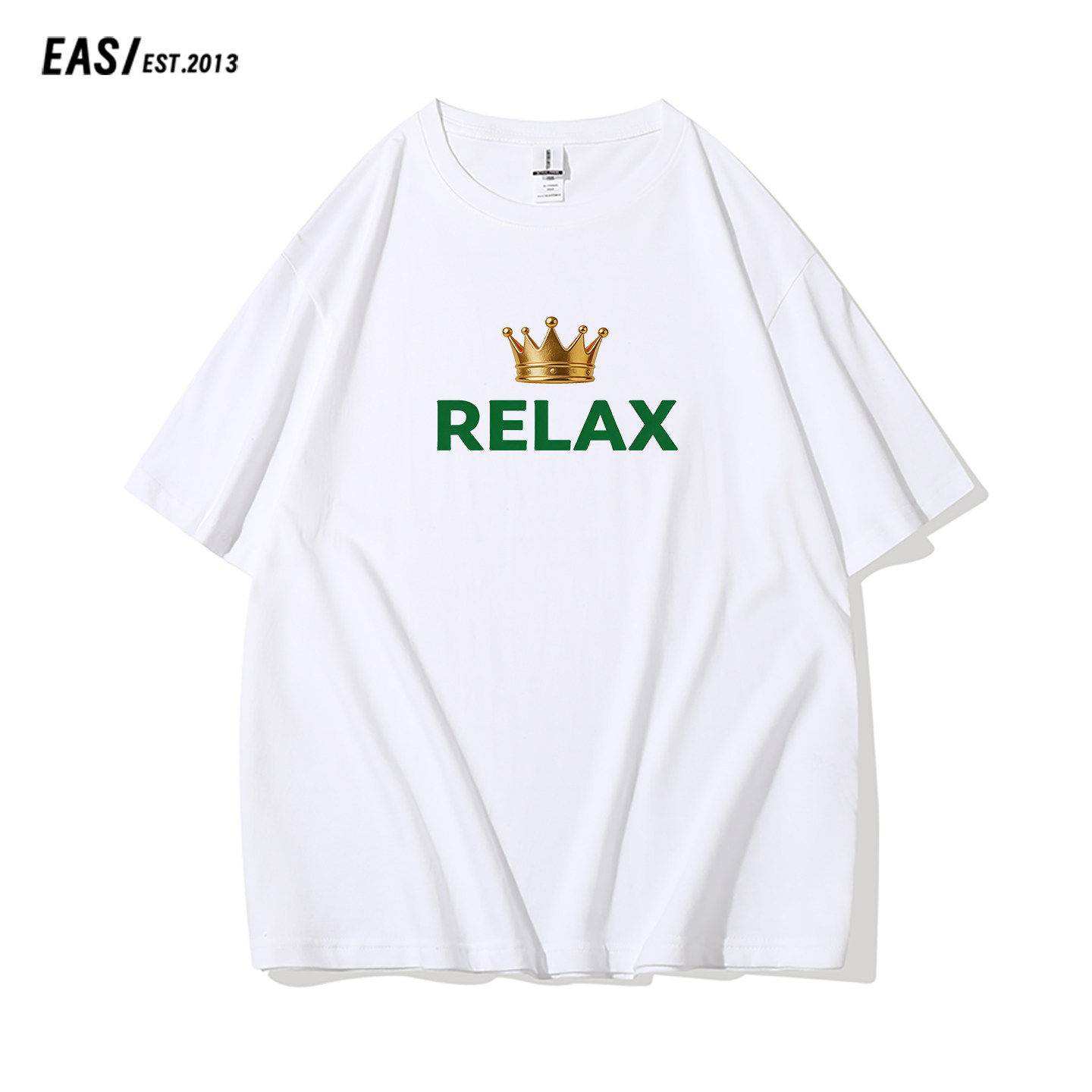 RELAX皇冠打工人趣味印花纯棉短袖T恤男女同款日常百搭基础上衣