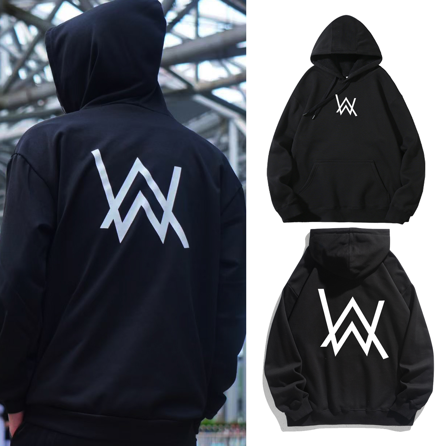 艾伦沃克同款连帽卫衣嘉豪同款黑色卫衣秋冬款潮男女同款上衣外套