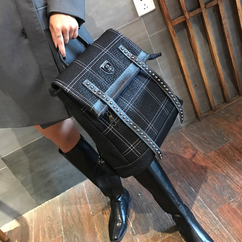 时尚英伦文艺双肩包女2021秋冬百搭黑暗系包包大容量格子背包休闲,箱包皮具/热销女包/男包,双肩背包,淘宝优惠券,粉丝福利购,淘宝优惠卷