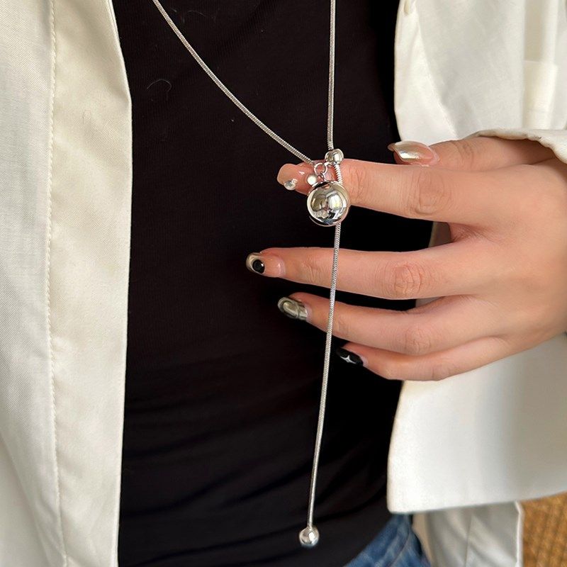 2023秋冬新款金属球高级感抽拉可调节项链毛衣链潮人气质长款女,饰品/流行首饰/时尚饰品新,项链,淘宝优惠券,粉丝福利购,淘宝优惠卷