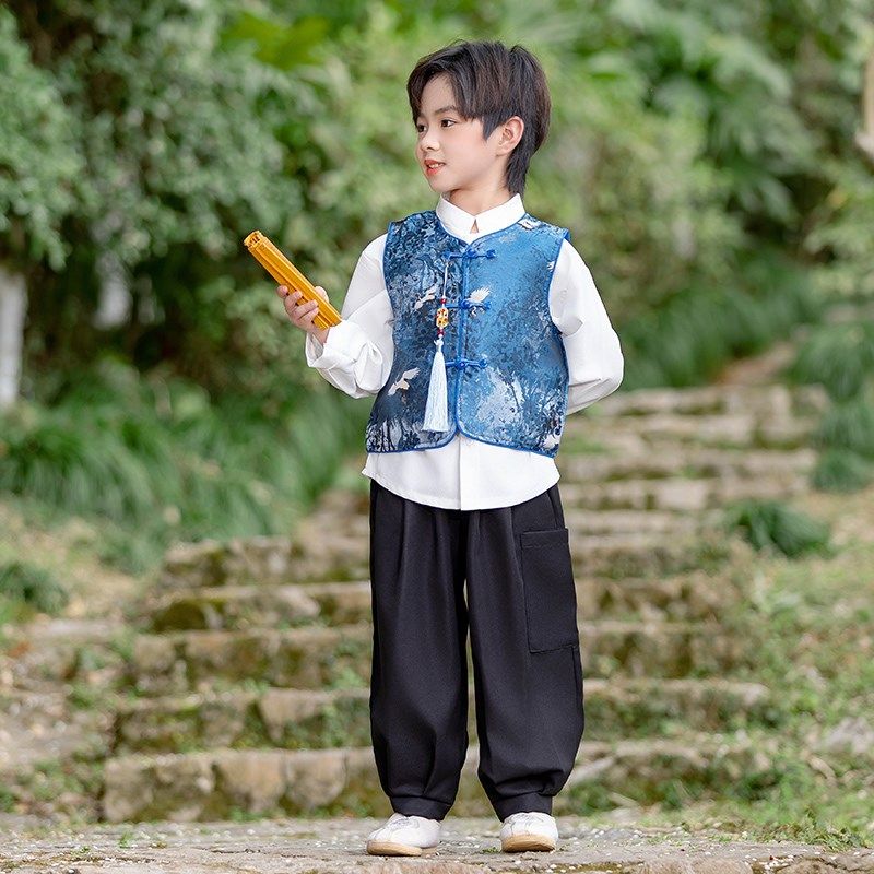 汉服男童春夏款中国风宝宝唐装儿童古装演出服新中式马甲衬衫套装,童装/婴儿装/亲子装,唐装,淘宝优惠券,粉丝福利购,淘宝优惠卷