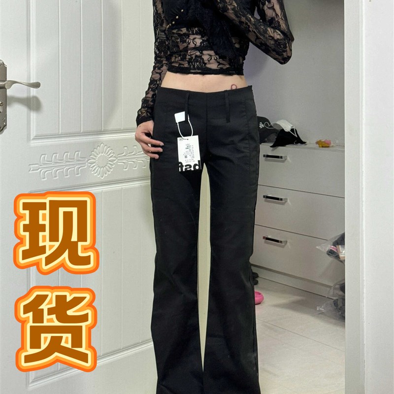 高个子加长黑色微喇叭西装裤女夏低腰修身显瘦百搭直筒阔腿拖地裤图片