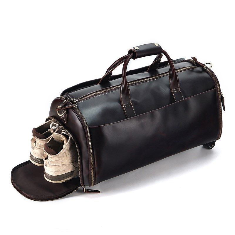 时尚真皮带鞋仓拉杆旅行包大容量带轮子行李包牛皮西装收纳手提包,箱包皮具/热销女包/男包,拉杆包,淘宝优惠券,粉丝福利购,淘宝优惠卷