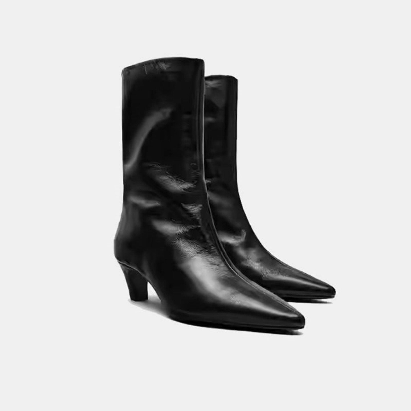 2025新款MD女鞋真皮尖头细跟短靴