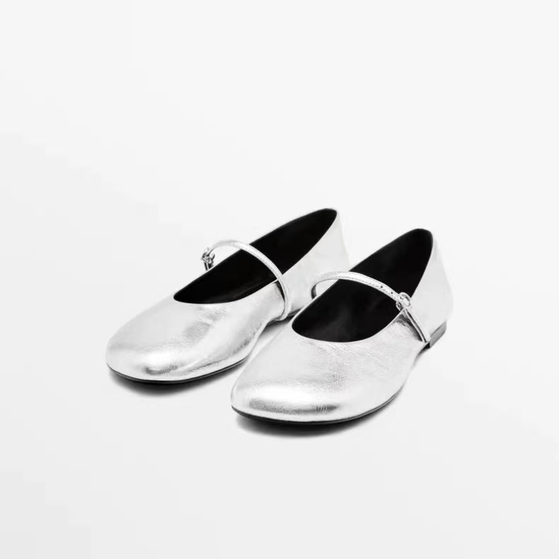 2025新款女鞋银色玛丽珍鞋