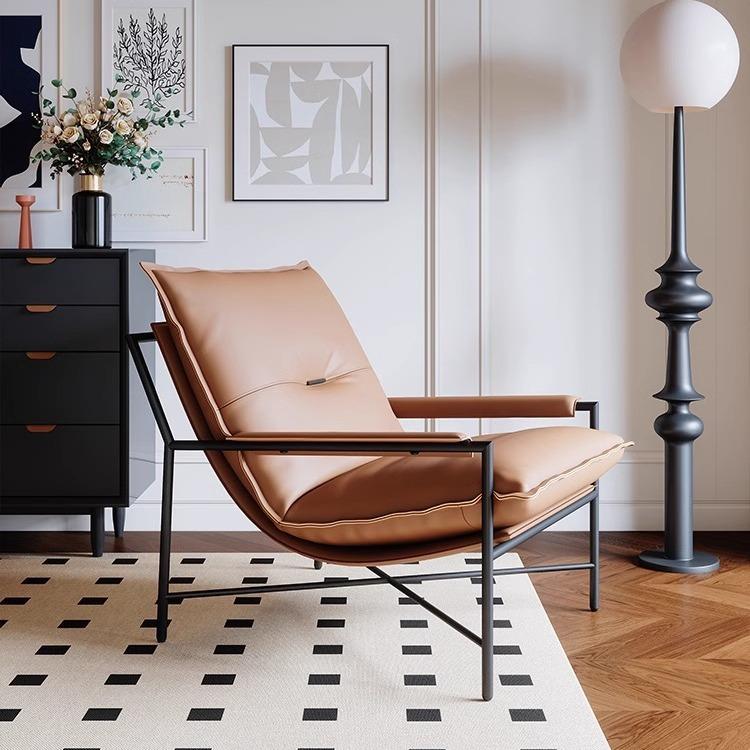 意式沙发椅躺椅客厅简约现代家用休闲椅懒人椅子设计师单人椅皮椅
