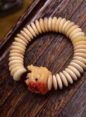 天然驼骨药片珠手串藏式民族风佛珠男女单圈手链饰品文玩中国风